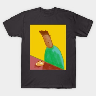 Guy at Cafe: Yellow T-Shirt